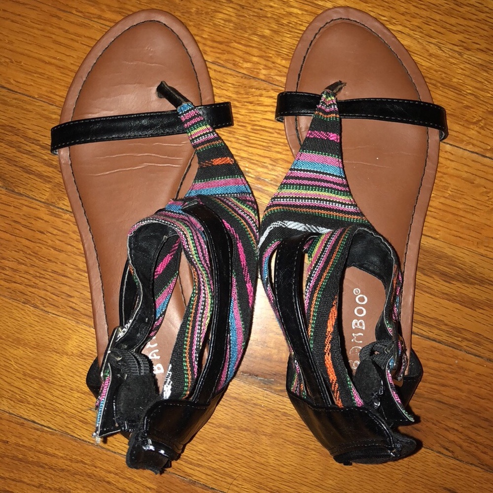 Black & Colored Printed Sandals